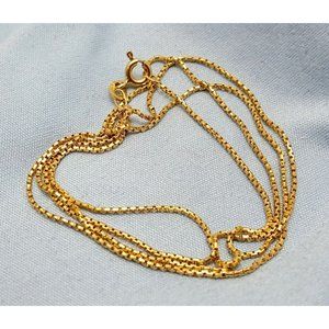 Unique 14K Solid Yellow Gold Designer Round Box Link Chain Necklace Italy Made